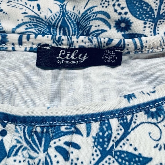 NWOT, Lily by Firmiana, Plus Size Floral Midi Dress, 2X, Blue & White - Picture 4 of 9